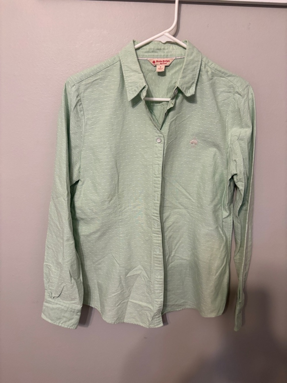 Vintage Brooks Brothers red fleece  Mint Button-Up Shirt with Subtle Dot